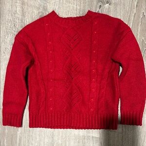 Kids Red Cable Knit Sweater